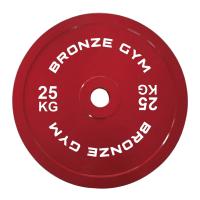 Диск олимпийский BRONZE GYM тяжелоатлетический красный 25 кг