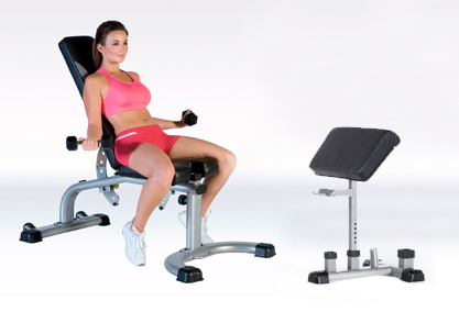 Скамья с регулировкой угла наклона Luxe с партой для бицепса и держателем для аксессуаров