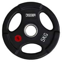 Диск олимпийский обрезиненный 3-х хватовый 5кг Hasttings Digger HD51C1C-5