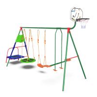Детский комплекс DFC MULTIPLAY качели: планер, верёвочные, гнездо; мини-батут и баскетбольный щит