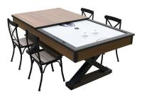 Комплект 2 в 1 "Superior" — аэрохоккей обеденный 7ф + 4 стула (221 x 120 x 82 см, мореный дуб, столешница, аксессуары, стулья - беленый дуб)