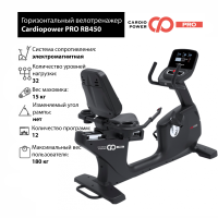 Профессиональный Горизонтальный велотренажер Cardiopower Pro RB450 (RB410)