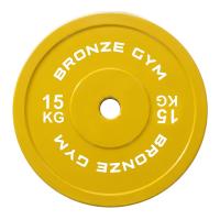 Диск олимпийский BRONZE GYM тяжелоатлетический желтый 15 кг